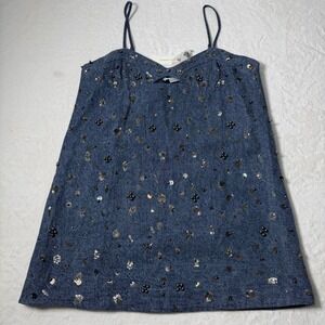 Dhruv Kapoor Anthropologie Blue Denim Sequin Embellished Mini Dress XL NWT